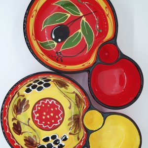 Hand painted Olive Dish with Pit holder