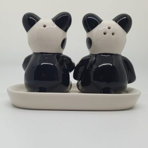Hand painted animal salt & pepper tray set (Pandas)