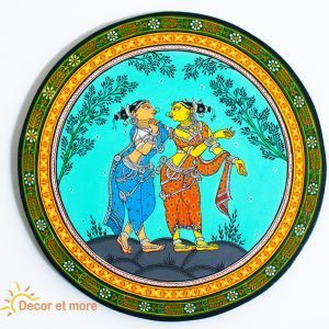 12 inch Handpainted Pattachitra Wall Plate  - Dancing Ladies