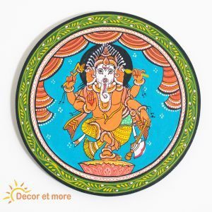 8 inch Hand-painted Pattachitra Wall Plate  - Lord Ganesha