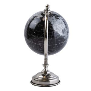 Medium Decorative Globe Black and Silver 26cm