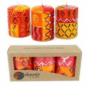 3 hand painted candles in a gift box – Zahabu