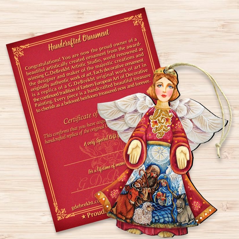 Nativity Christmas Angel Wooden Ornament - Image 3