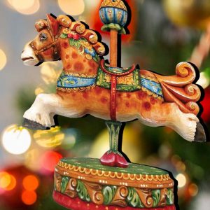 Curly Carousel Pony Wood Ornament