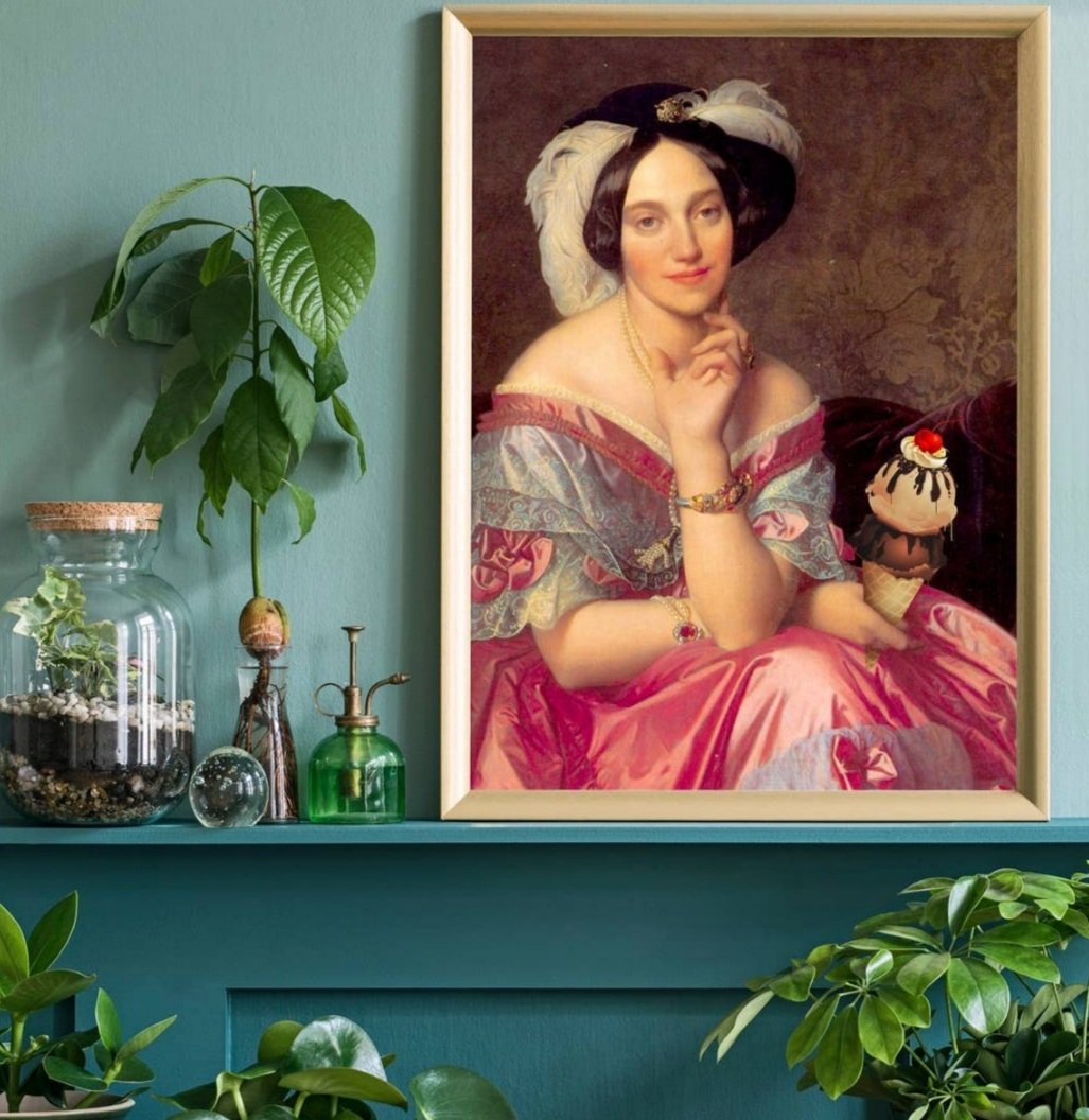 Ice Cream Lady Altered Art Print- Ink & Drop - Image 2