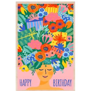 Happy Birthday Abundance wooden postcard