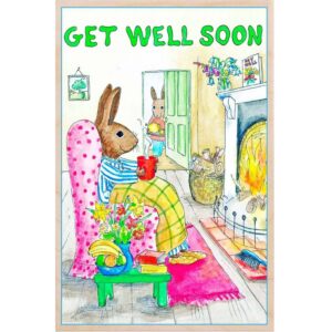 Get Well Soon Bunny wooden postcard