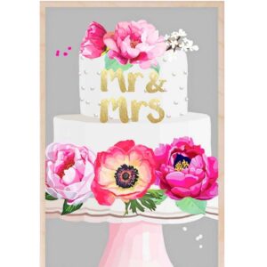 Mr. & Mrs. wooden postcard