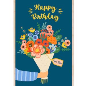 Birthday Bouquet wooden postcard