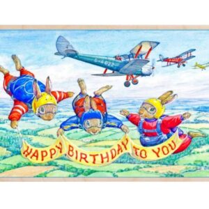 Parachuting Birthday wooden postcard