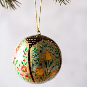 3" Multicolour Floral Christmas Bauble