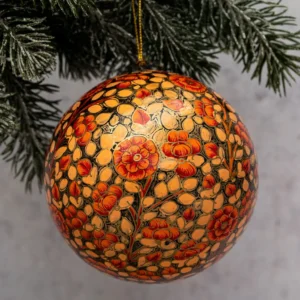 4" Peach Paper Mache Christmas Bauble