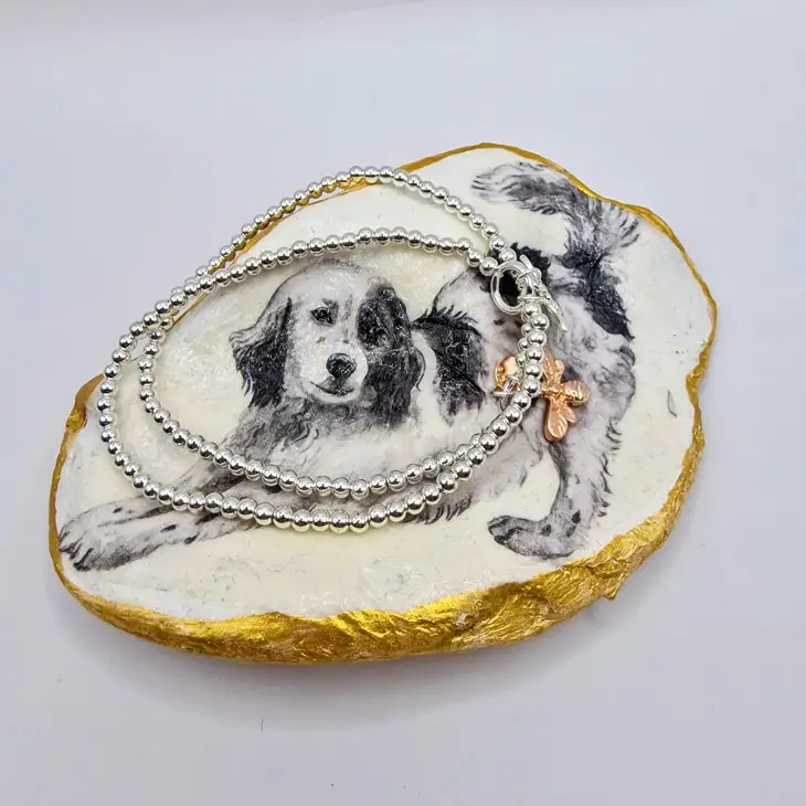 Black and White Dog Extra Large Oyster Shell Dish
