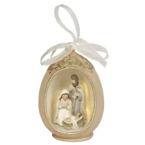 LED Holy Family in a Hanging Egg
