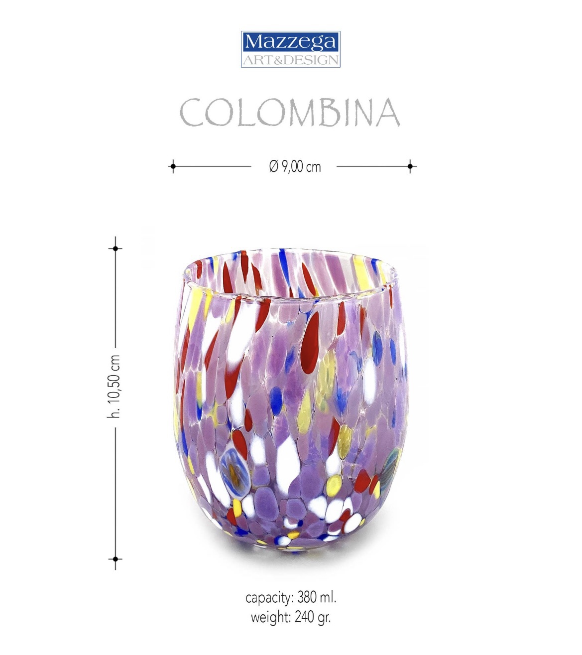 Assorted Colour Murano Water Glasses ‘Colombina’