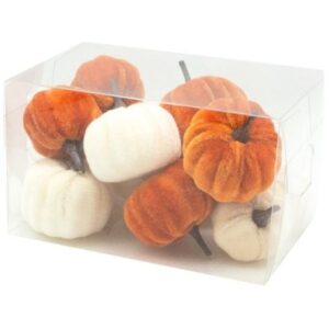 Orange and White Velvet Pumpkins - Set of 12