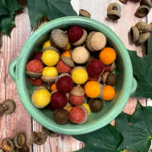 Set of 8 Felted Wool Acorns - Pumpkin Spice