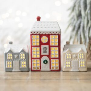 Set of 3 Light Up LED Christmas Houses