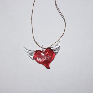 Glass Winged Heart Ornament