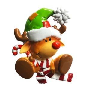 Baby Reindeer in Cap- Personalised PolarX Ornament