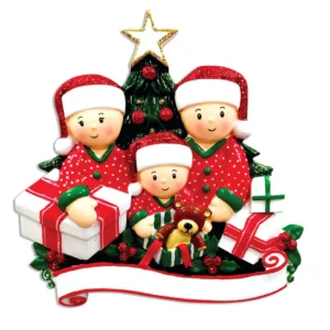 Opening Presents (Family of 3) - Personalised PolarX Ornament