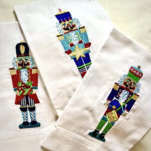 Embroidered Guest Towel - Nutcrackers with Gifts