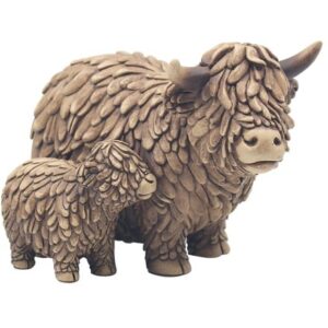 Standing Hughie Highland Cow and Calf