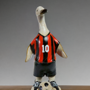 Rustic Wooden Look Painted Resin Duck Footballer