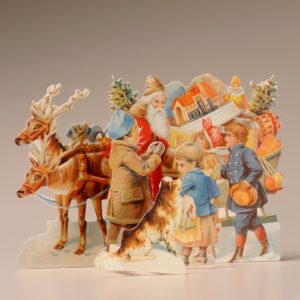 Father Christmas and Children 3D Christmas Card