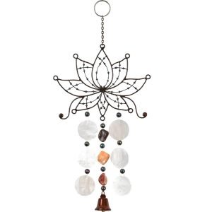 Antique Single Wire Lotus Capiz Shell Windchime