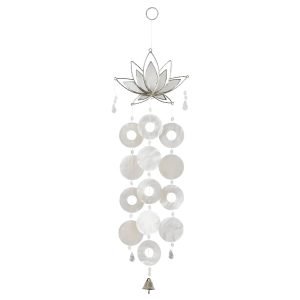 Capiz Shell Lotus Windchime White