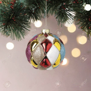 Multicolour Glitter Large Glass Bauble
