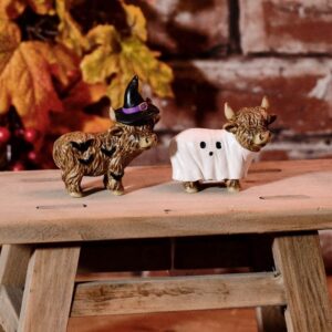 Set of 2 Spooky Highland Cow Ornaments