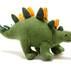 Knitted Stegosaurus Dinosaur Plush Toy Moss Green