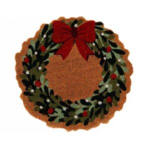 Festive Round Wreath Doormat 50cm