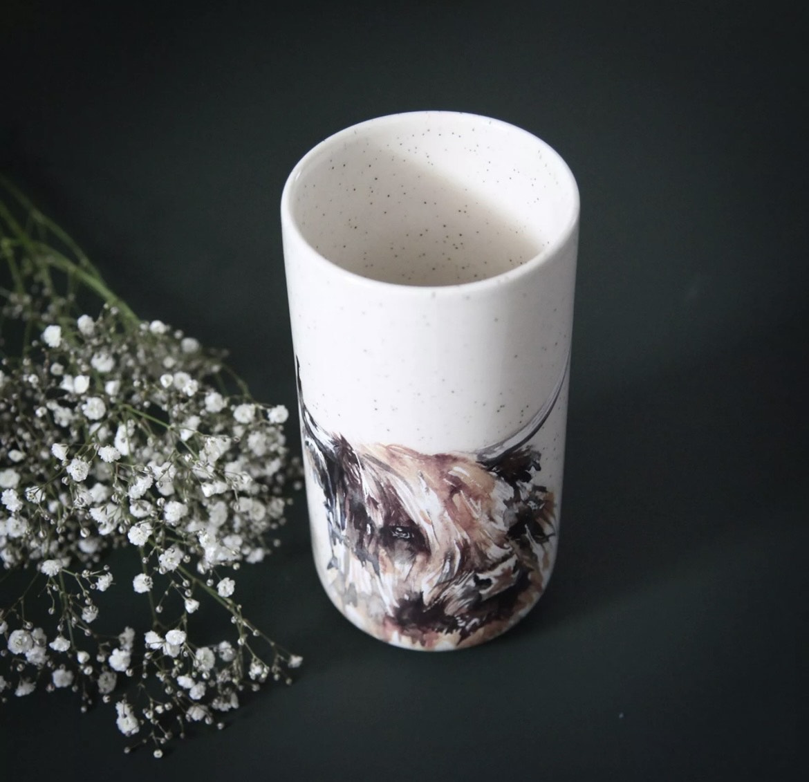 Meg Hawkins Tall Ceramic Vase - Highland Cow