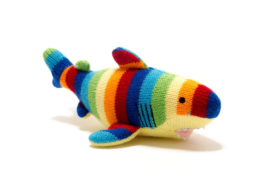 Knitted Shark Baby Rattle