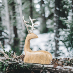 Simple Sitting Wooden Reindeer Ornament
