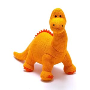 Knitted Orange Diplodocus Dinosaur Plush Toy