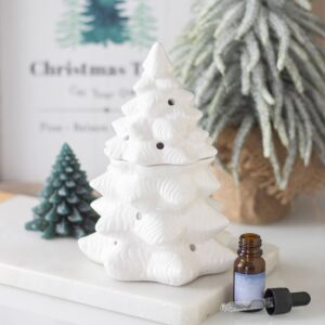 White fir tree oil burner and wax warmer, festive Christmas home decor accessory.