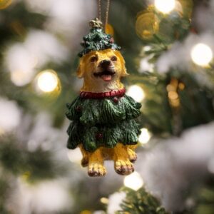 Dog With Christmas Tree Hanging Decoration