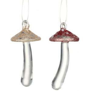 Set of 2 Hanging Glass Mushrooms
