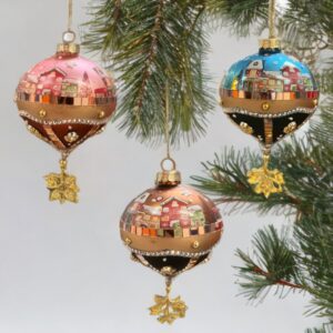 Glass Embellished Round Baubles