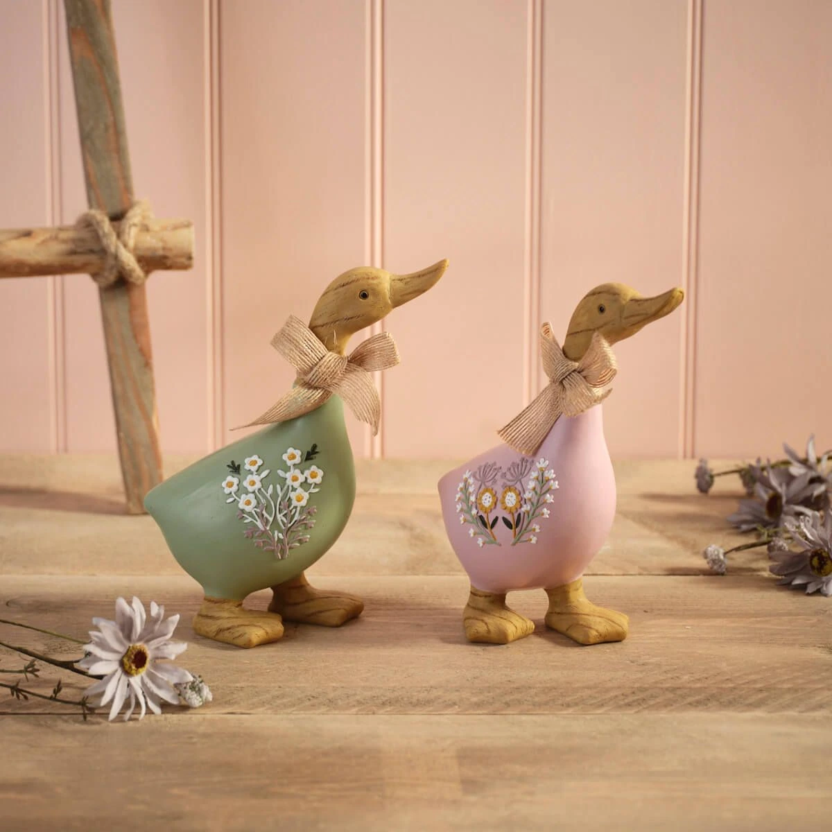 Ditsy Floral Duck Ornaments