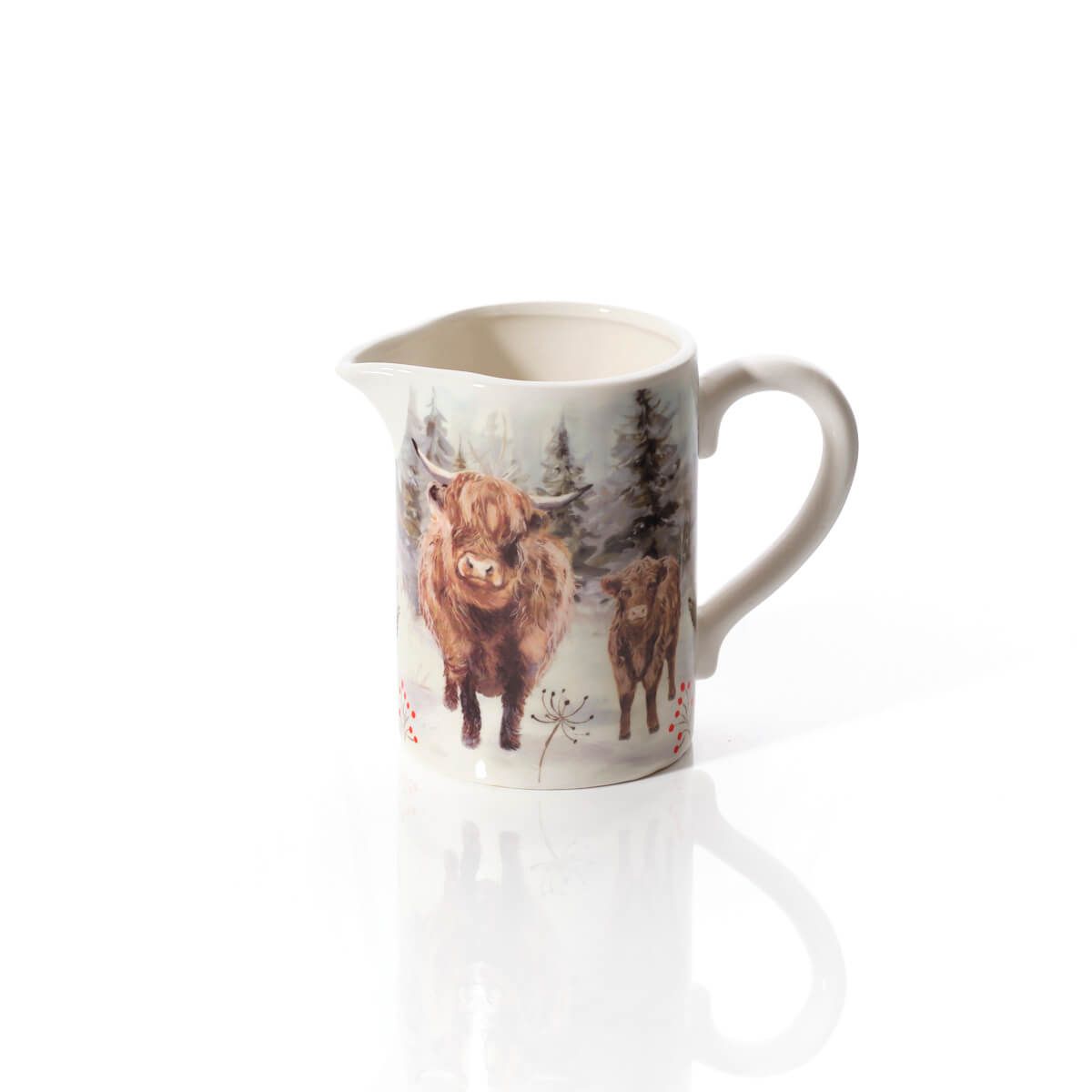 Frosted Highland Cow Scene Ceramic Jug - Image 3