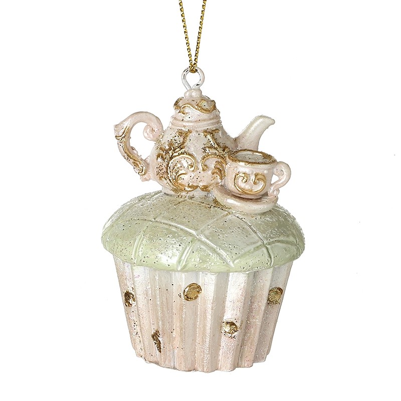 Hanging Pink Teapot and Cup On Cupcake