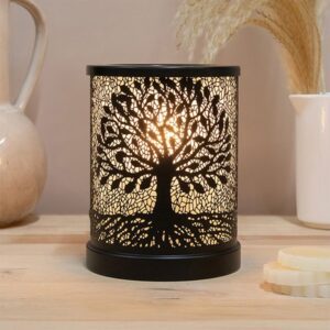 Black Desire Aroma Lamp Cylinder Tree of Life Design