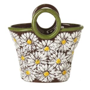 White Daisy Ceramic Pot