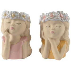 Stoneware Girl Head Planter