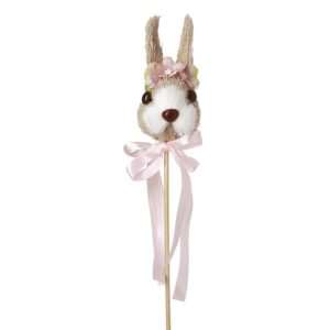 Cute Easter rabbit stick decoration featuring a bunny face on a 36cm pick, ideal for Easter baskets, floral arrangements, wreaths and spring displays.
